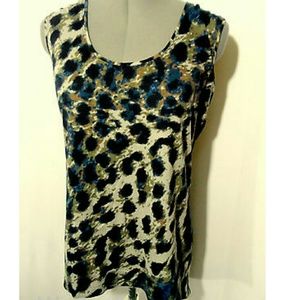 New QUEEN COLLECTION Leopard print Tank Top S Black Blue Brown Summer blouse